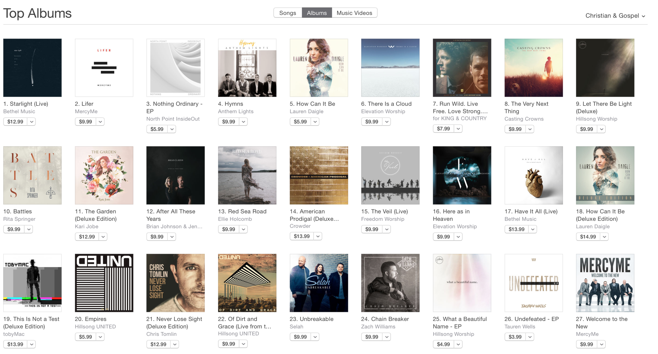 Bethel's "Starlight" #1 on Billboard & iTunes Christian Albums Chart